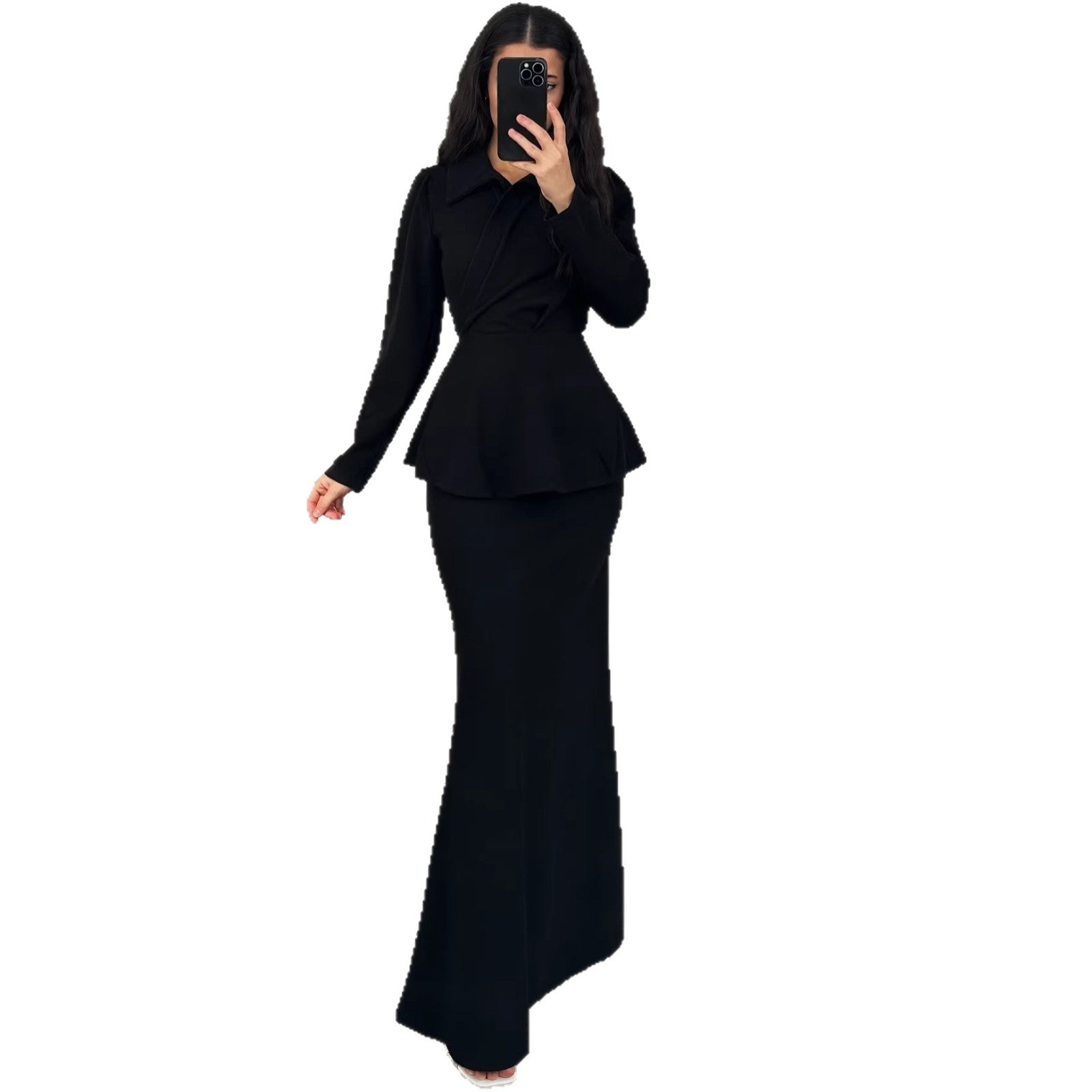 Elegant Long Sleeve Long Dress Set New Arrival Formal Dress Sweet