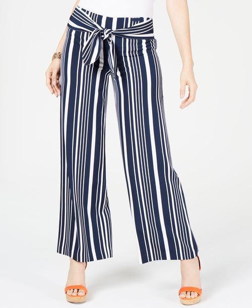 INC Striped Tie-Waist Wide-Leg Pants