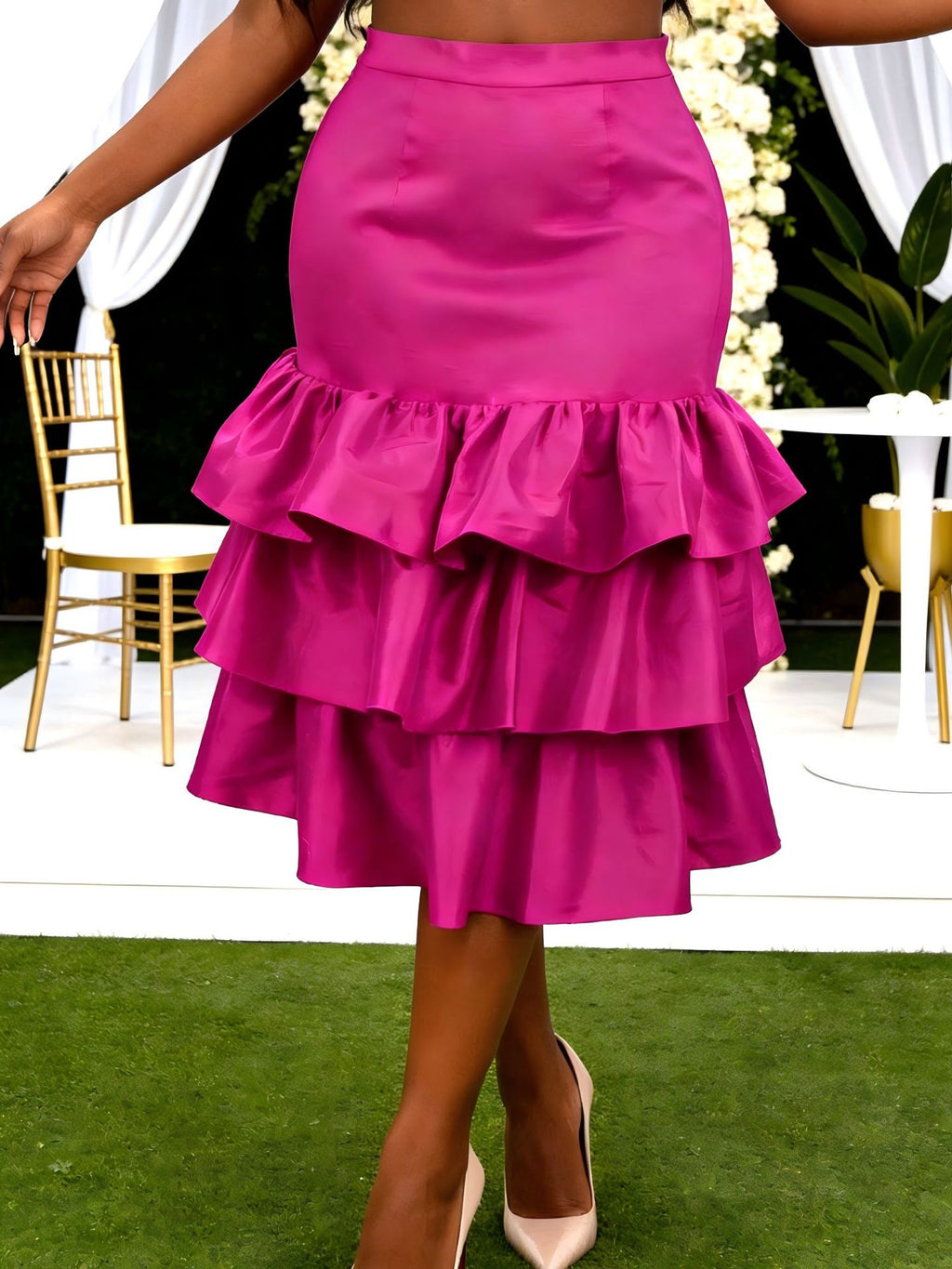 High waisted ruffled skirt