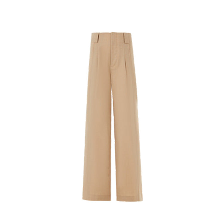 Seasonal Outfit Set, Old Money StyleTR Thick Twill Texture, Asymmetrical Bias-Cut Top Trousers Inner Layer Spring Set