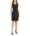 Kasper Womens Satin Princess-Seam Sleeveless Sheath Dress