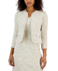 Fringed Metallic Tweed Open-Front Jacket