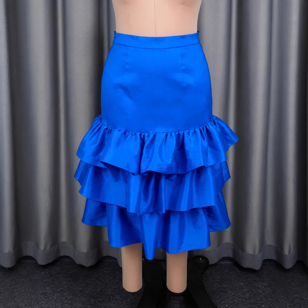 High waisted ruffled skirt