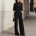 Printed Short Sleeve Wide Leg Pants Three-Piece Set for Women Summer Fashion Slim Fit Outfit