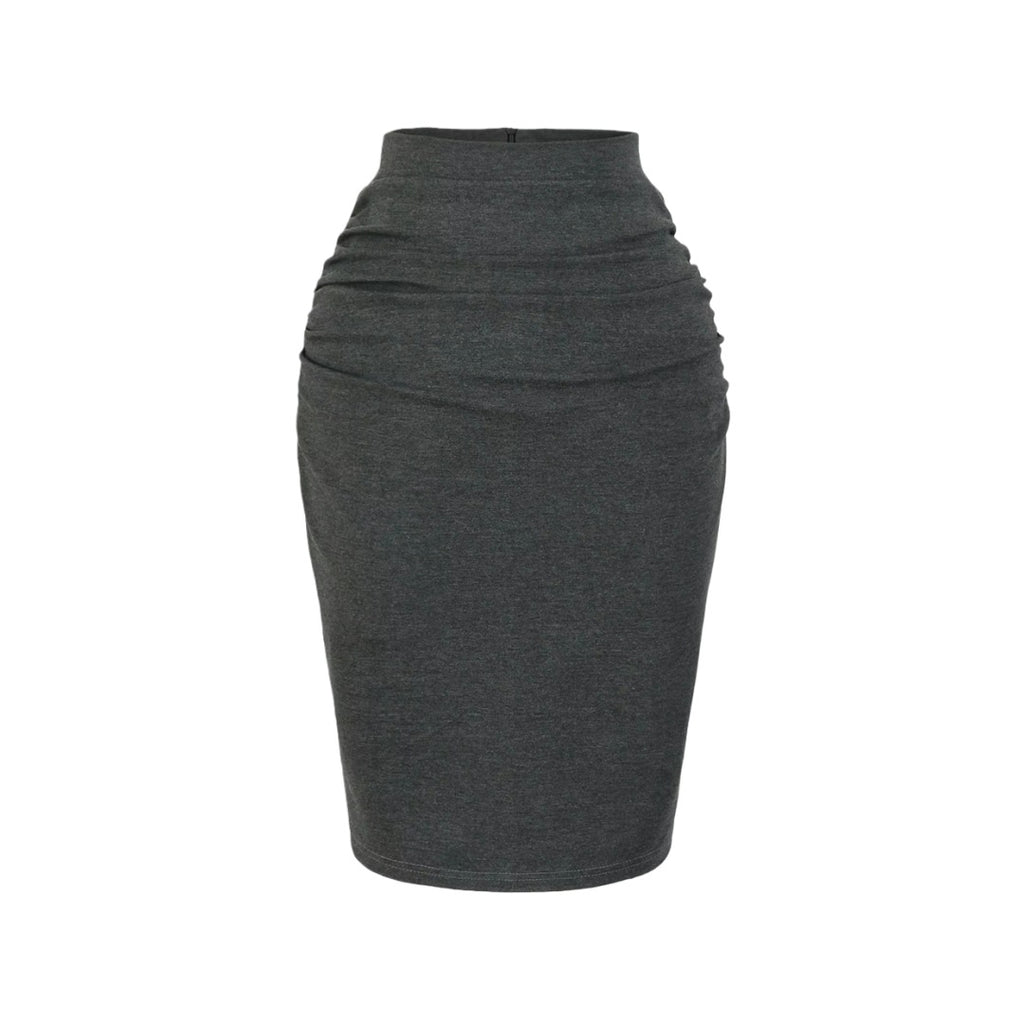 style new women's sexy high-waisted fitted pencil skirt with design beauty, pleated back slit short skirt solid color