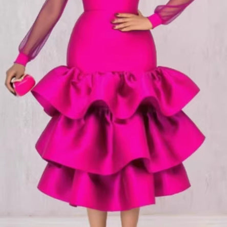 High waisted ruffled skirt