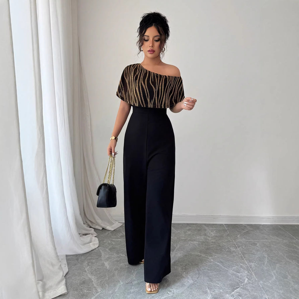 Slanted collar jumpsuit