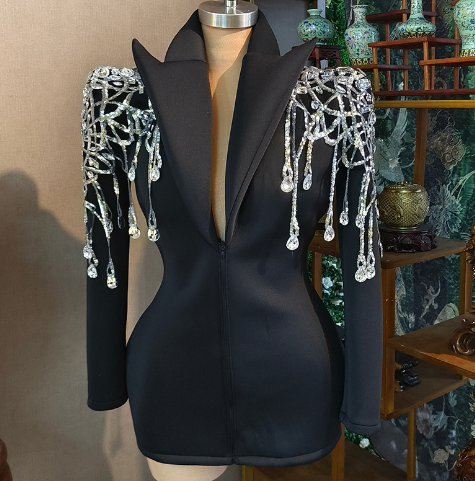 Women's Drop-Shaped Diamond Sequin Business Suit & Dress