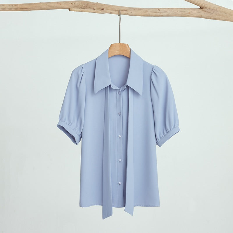 Chiffon Ribbon Blouse for Women Elegant Office Wear, Professional Interview Suit, Fashionable and Unique Top