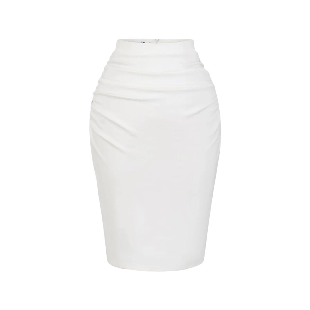 style new women's sexy high-waisted fitted pencil skirt with design beauty, pleated back slit short skirt solid color