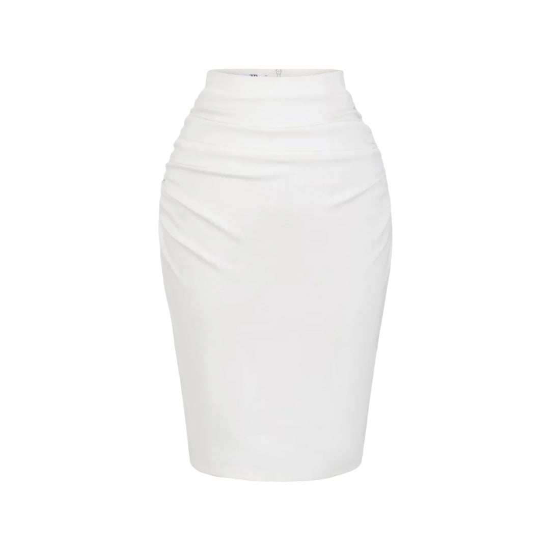 style new women's sexy high-waisted fitted pencil skirt with design beauty, pleated back slit short skirt solid color