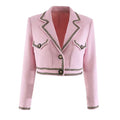 High-end French Vintage All-match Office Tweed Outwear Women Autumn Fashion Tops Short Jacket