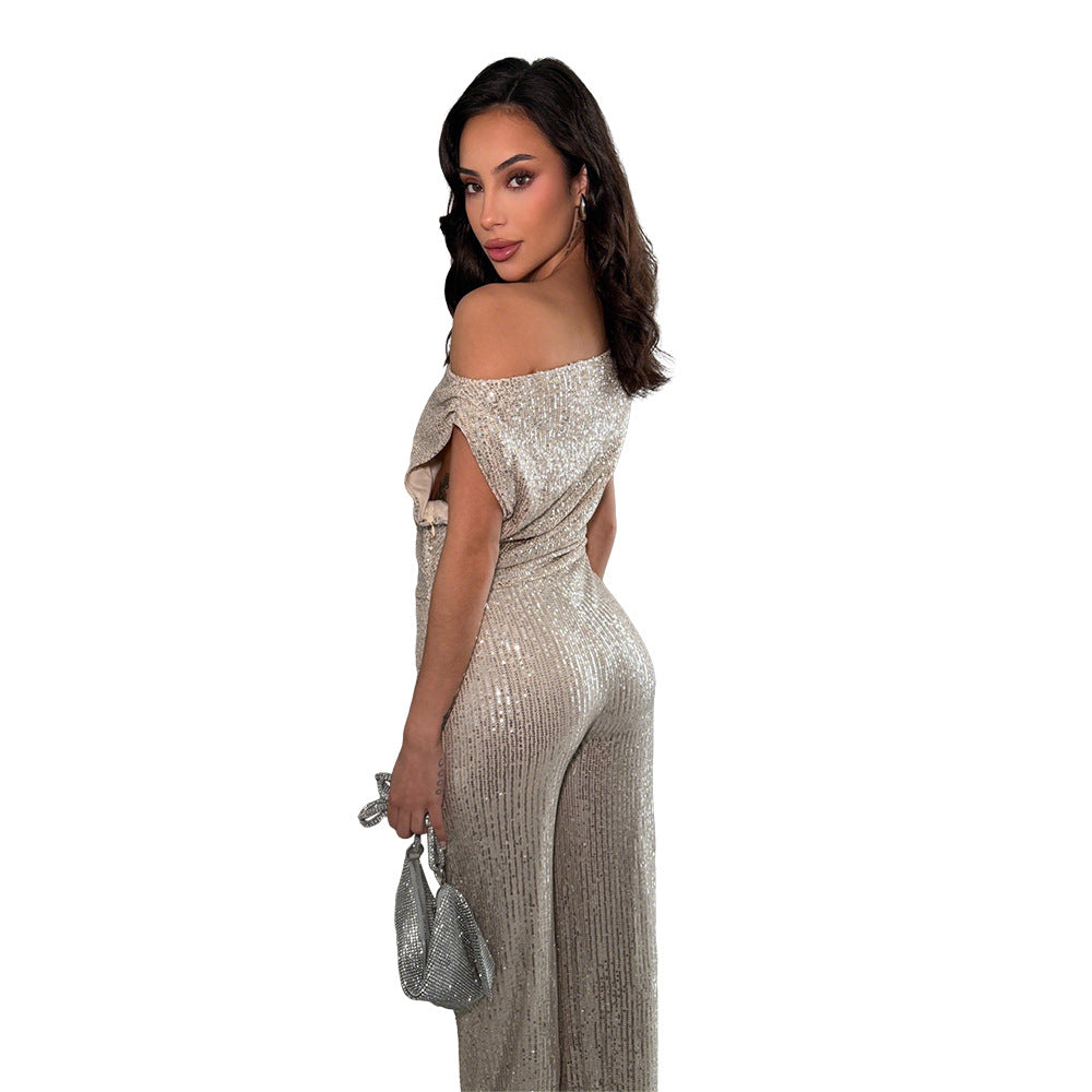 Bright slim fit sleeveless pants jumpsuit