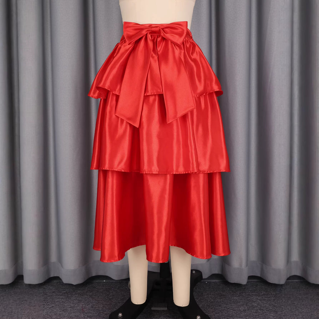 High waisted bow skirt
