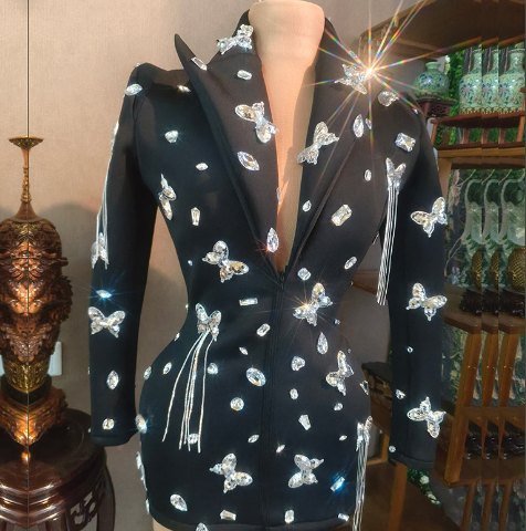 Women's Drop-Shaped Diamond Sequin Business Suit & Dress