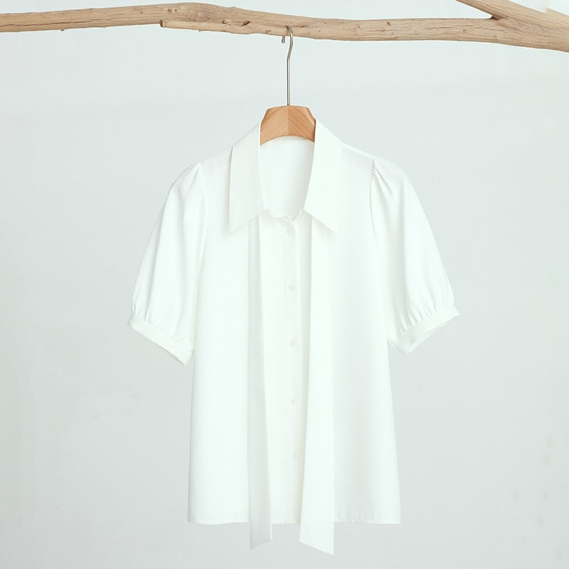 Chiffon Ribbon Blouse for Women Elegant Office Wear, Professional Interview Suit, Fashionable and Unique Top