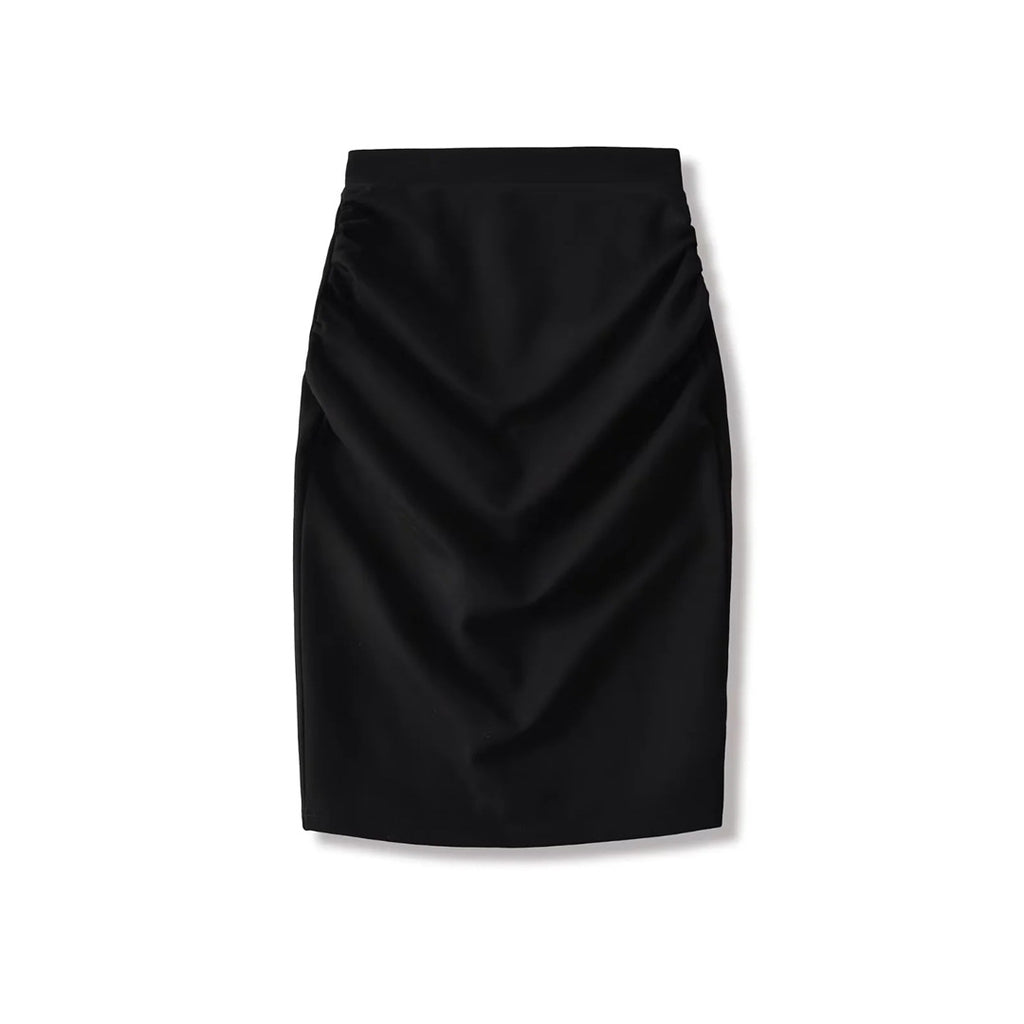 style new women's sexy high-waisted fitted pencil skirt with design beauty, pleated back slit short skirt solid color