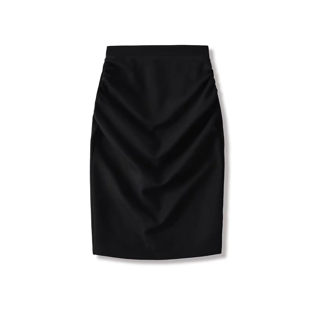 style new women's sexy high-waisted fitted pencil skirt with design beauty, pleated back slit short skirt solid color