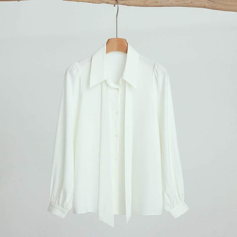Chiffon Ribbon Blouse for Women Elegant Office Wear, Professional Interview Suit, Fashionable and Unique Top