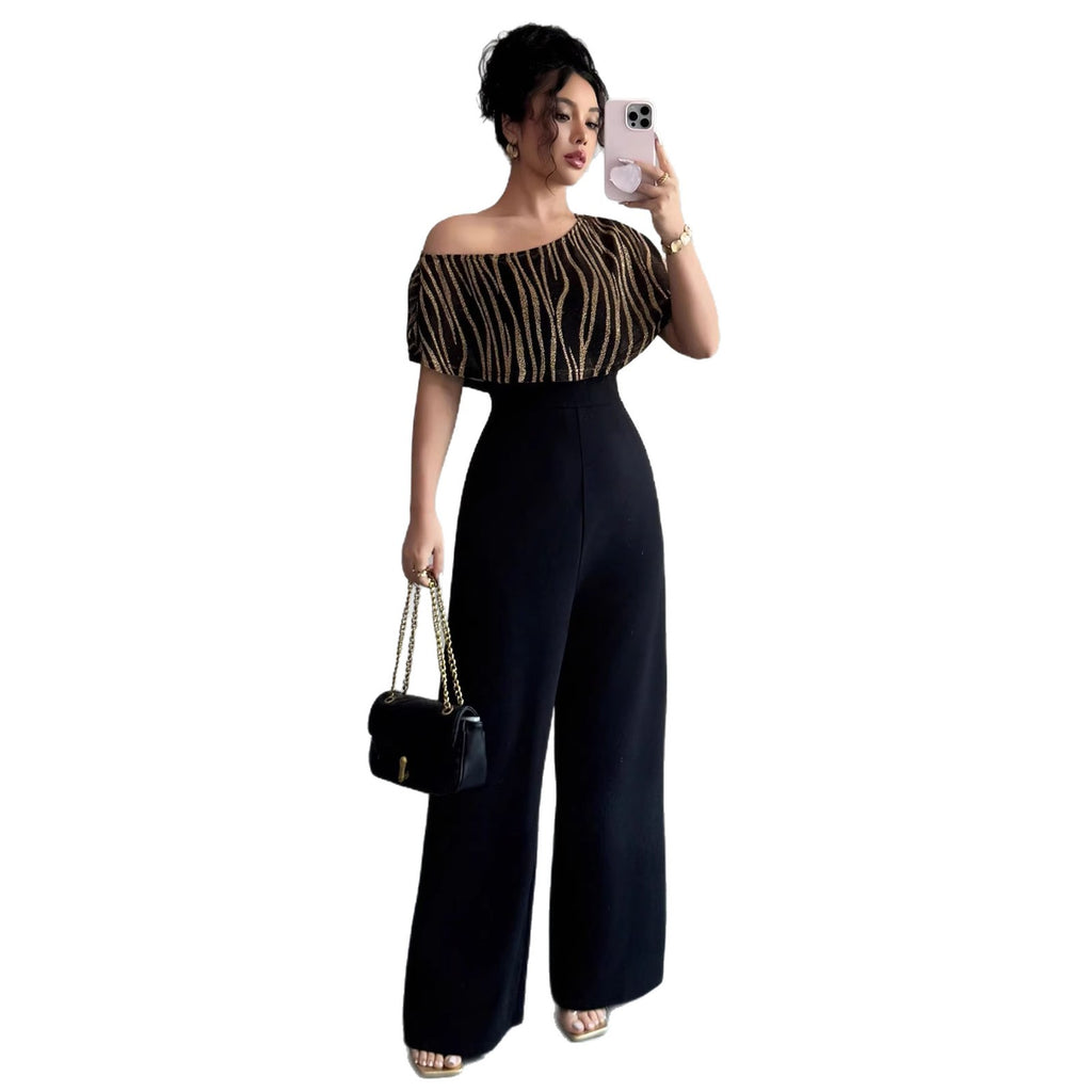 Slanted collar jumpsuit