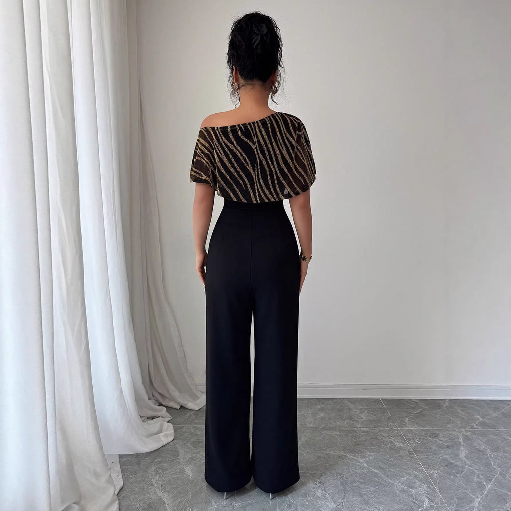Slanted collar jumpsuit