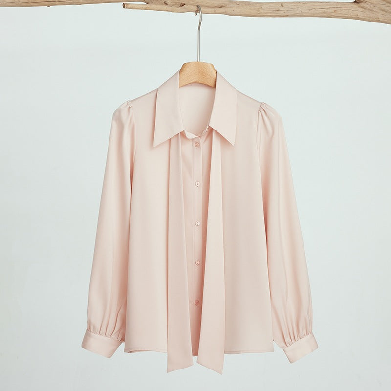 Chiffon Ribbon Blouse for Women Elegant Office Wear, Professional Interview Suit, Fashionable and Unique Top