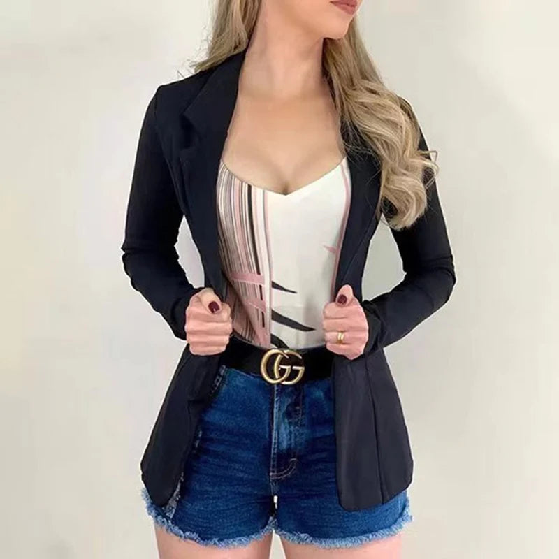 Women's Blazer 2024 Formal Blazer Women's Office Work Set Pocket