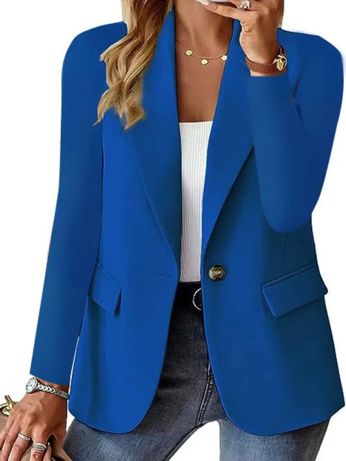 2025 New Women's Fashion Solid Button Suit Coat Lapel Long Sleeve