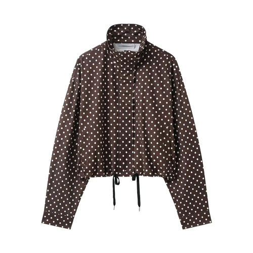 HH Women Elegant Fashion Polka Dot Pink Jacket Single Breasted High