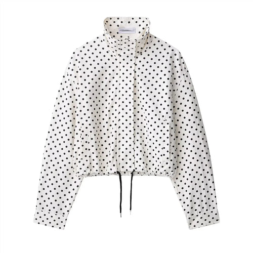 HH Women Elegant Fashion Polka Dot Pink Jacket Single Breasted High