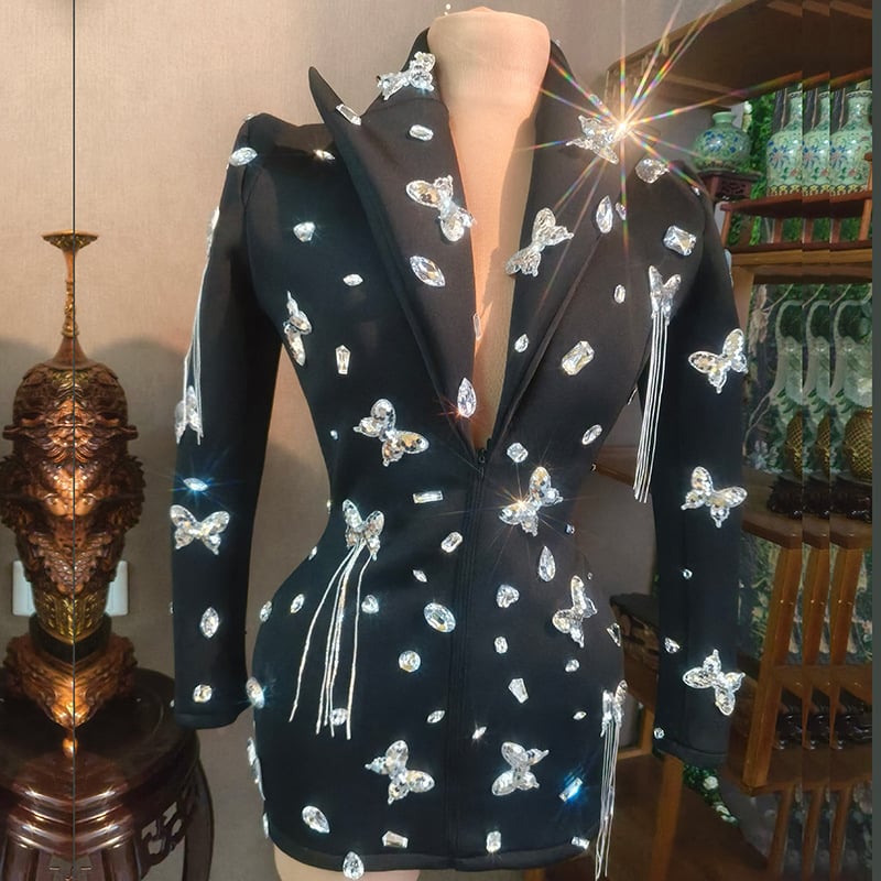 Women's Drop-Shaped Diamond Sequin Business Suit & Dress