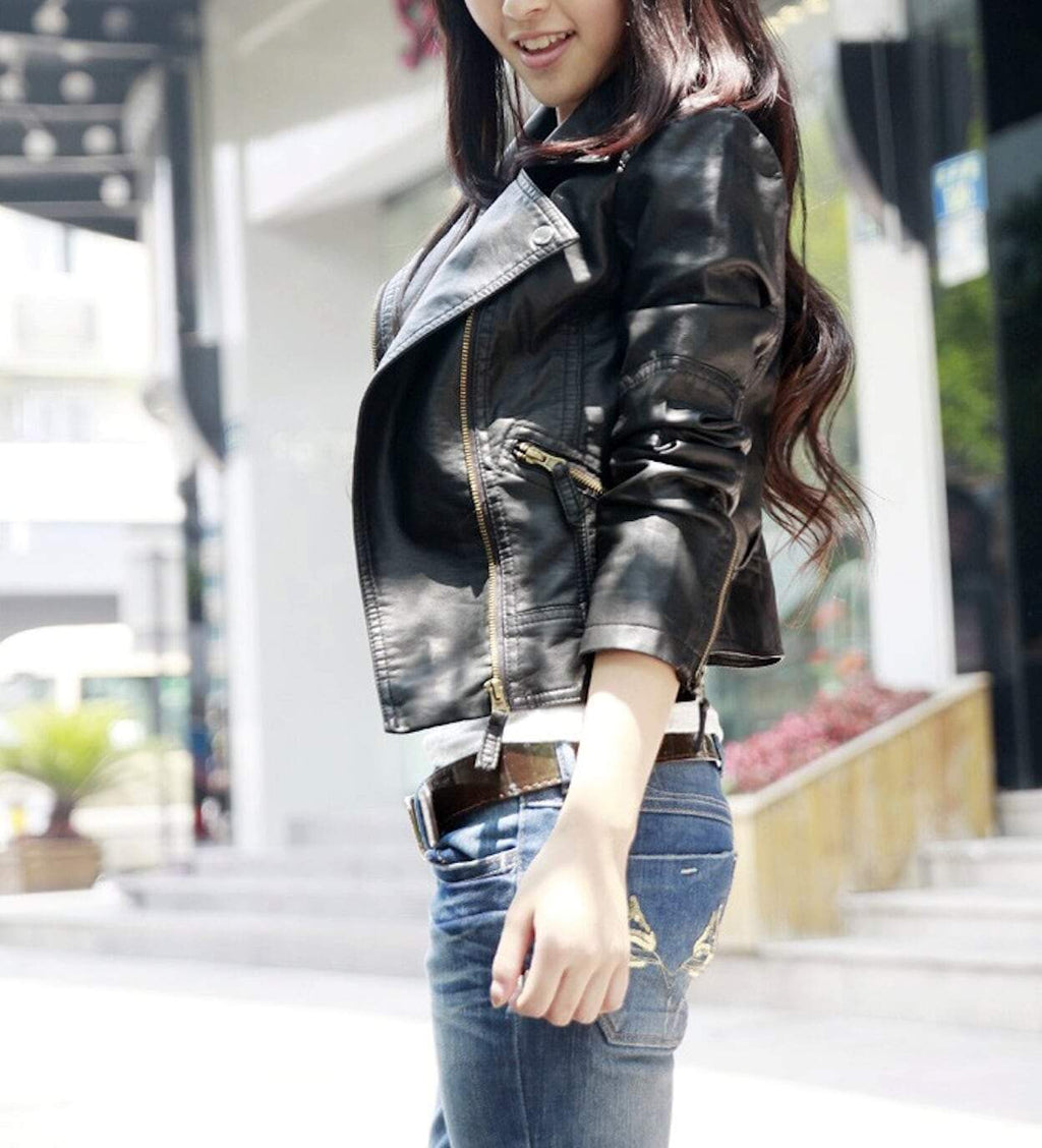 Slim-Fit Cropped Vegan Leather Jacket