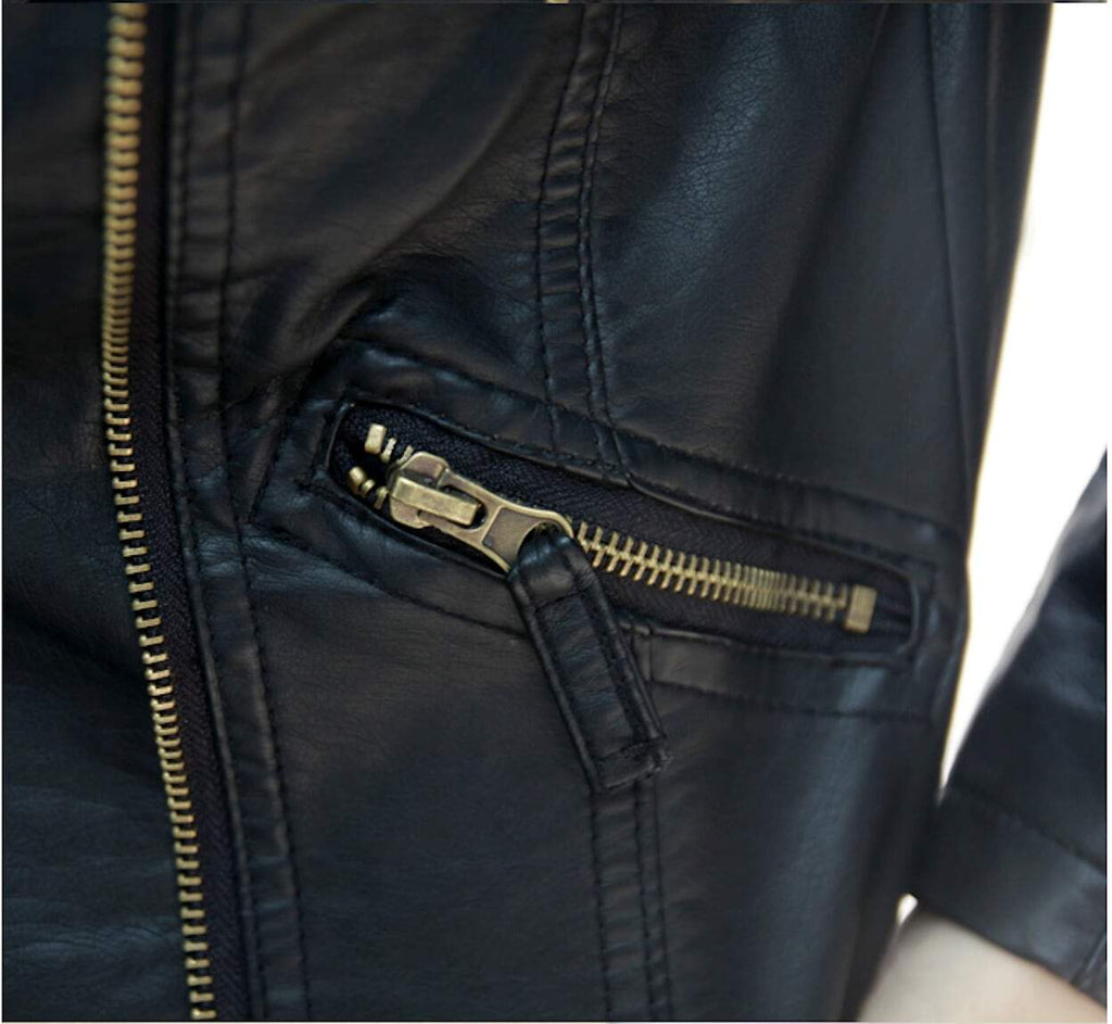 Slim-Fit Cropped Vegan Leather Jacket